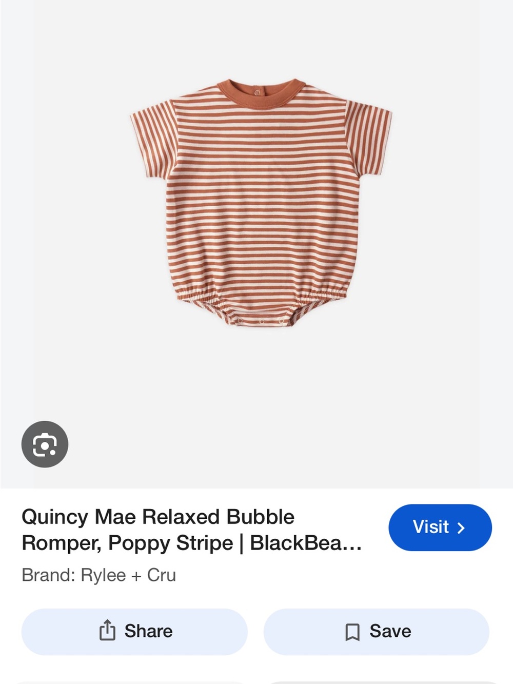Quincy Mae Poppy Stripe Bubble Romper - Rust and White